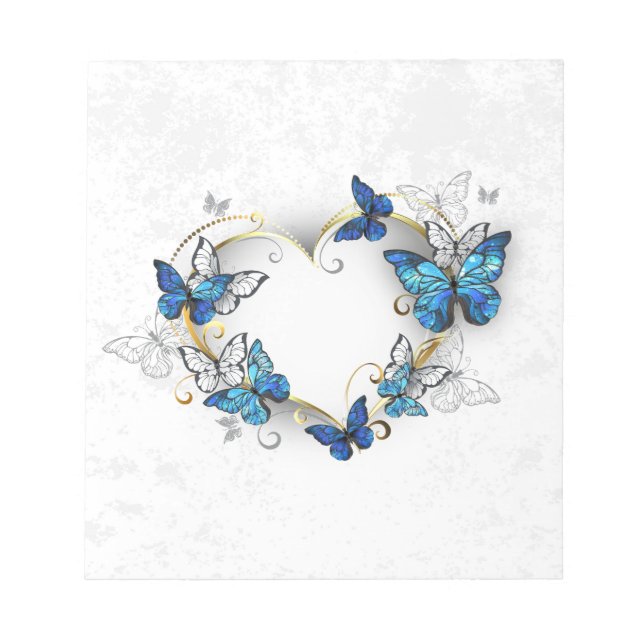 Bloc-note Coeur bijoux avec papillons Morpho (Devant)