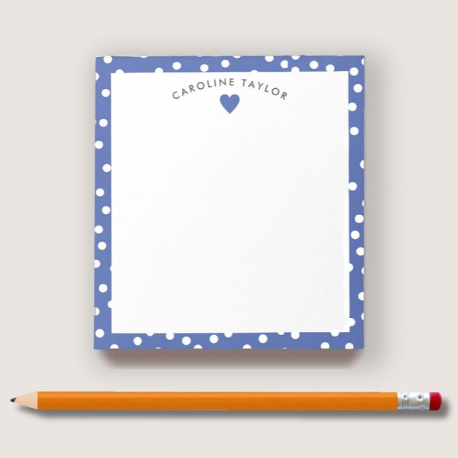 Bloc-note Cœur bleu foncé et points Mignon personnalisé pour (Créateur téléchargé)