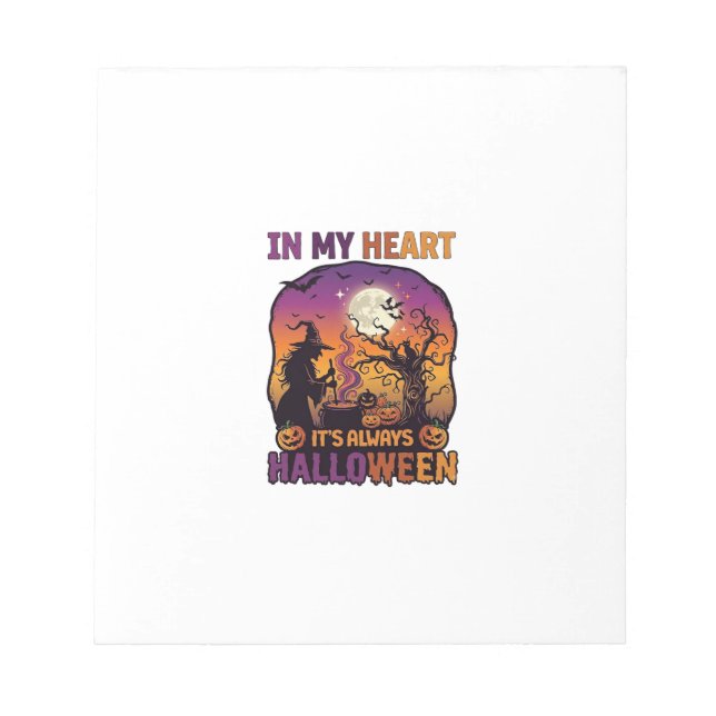 Bloc-note Coeur C'est toujours Halloween Sorcière Chaudron A (Devant)