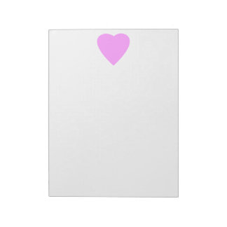 Bloc-note Coeur d'amour rose sur blanc.