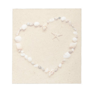 Bloc-note Coeur de coquillage avec l'étoile de mer