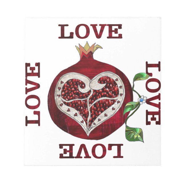 Bloc-note Cœur de Grenade AMOUR Saint-Valentin (Devant)