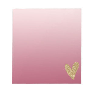 Bloc-note Coeur de Parties scintillant en or rose Ombre