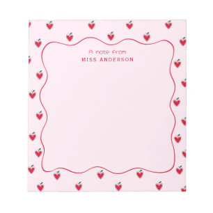 Bloc-note Cœur de pomme de la Saint-Valentin avec nom de l'e