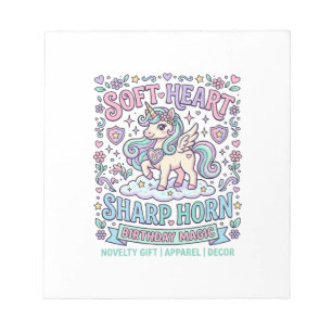 Bloc-note Cœur doux de licorne Corne pointue Typographie gra