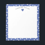 Bloc-note Coeur et points bleu foncé mignon fille personnali<br><div class="desc">Ce design offre de l'espace pour un nom dans une jolie courbe sur un simple graphique cardiaque sur un arrière - plan bleu foncé avec de minuscules points blancs. Cliquez sur le bouton personnaliser si vous souhaitez déplacer/mettre à l'échelle les images et modifier le texte ! Des variantes de ce...</div>
