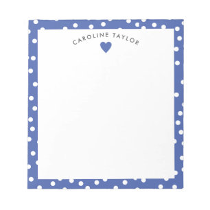 Bloc-note Coeur et points bleu foncé mignon fille personnali