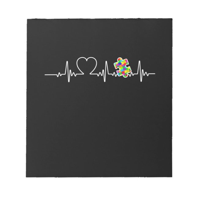 Bloc-note Coeur Puzzle pièce Heart beat Cool Sensibilisation (Devant)