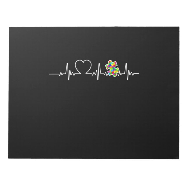 Bloc-note Coeur Puzzle pièce Heart beat Cool Sensibilisation (Devant)