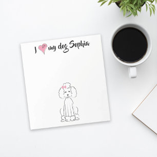 Bloc-note Coeur rose mignon J'aime mon chien Personnalisé Wh