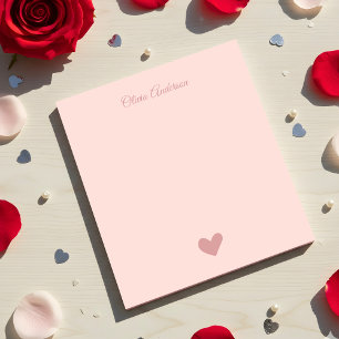 Bloc-note Cœur Rose Poussiéreux Saint-Valentin Nom Personnal