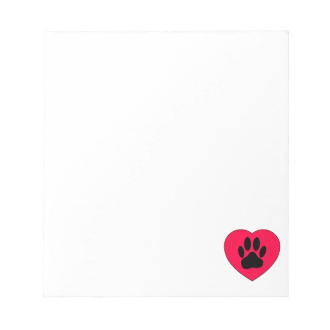 Bloc-note Coeur rouge avec Empreinte de patte chien personna (Devant)