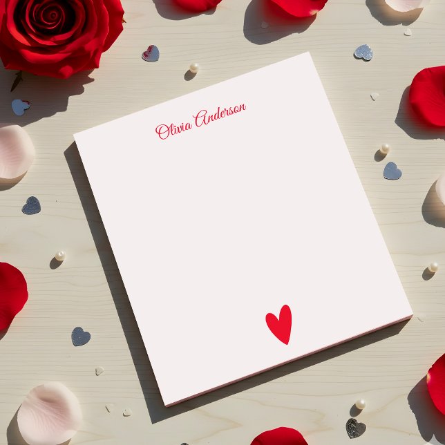 Bloc-note Cœur Rouge Cerise Saint-Valentin Personnalisé  (Créateur téléchargé)