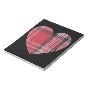 Bloc-note Coeur rouge de plaid