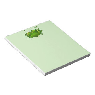 Bloc-note Coeur vert doré avec Shamrock