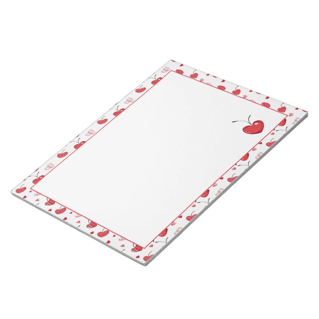 Bloc-note Cœurs de cerise mignons Bohème Scandinave Saint-Va (Incliné)
