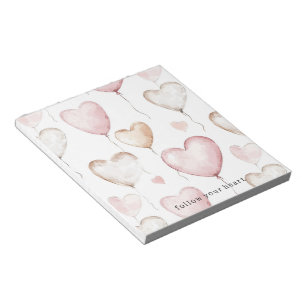 Bloc-note Cœurs de Crème Rose