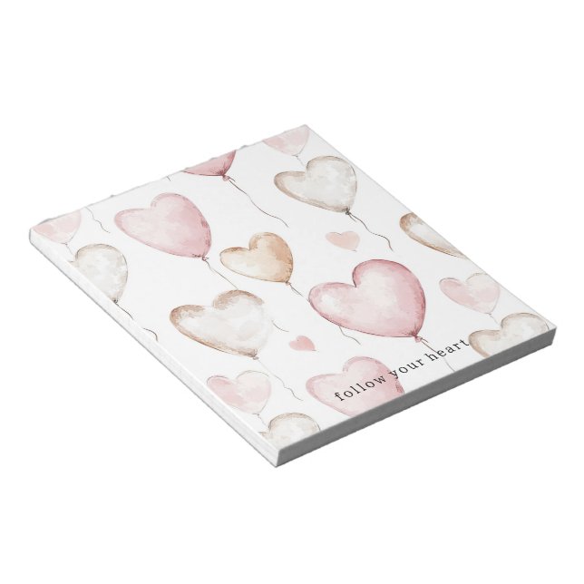 Bloc-note Cœurs de Crème Rose (Incliné)