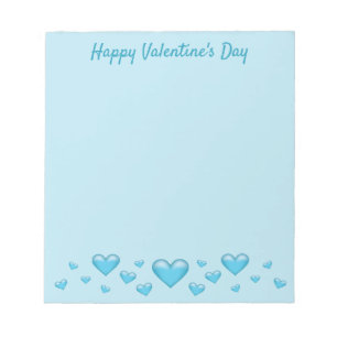 Bloc-note Cœurs de la Saint-Valentin bleus & Texte personnal