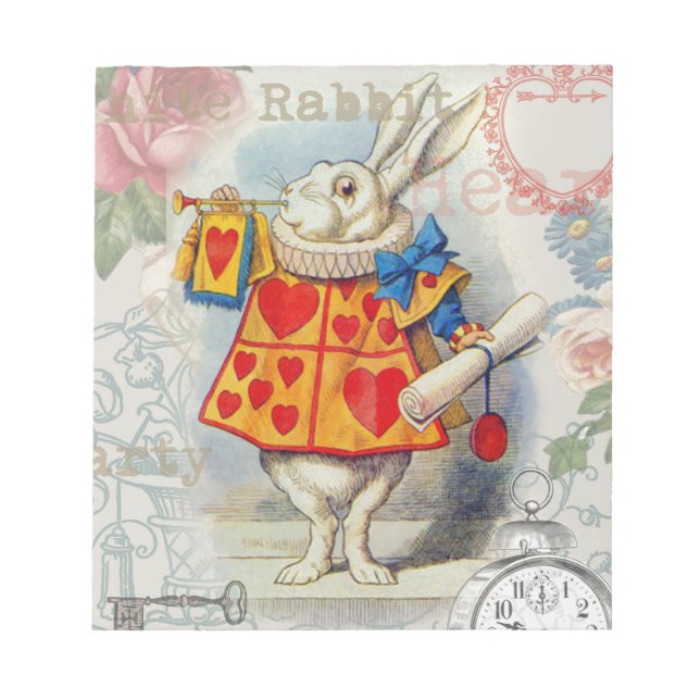 Bloc-note Cœurs de Lapin Blanc Alice Classique (Devant)