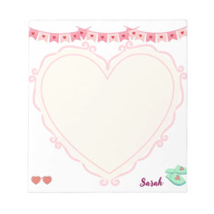 Bloc-note Coeurs girly monogrammes arrière - plan rose Paste