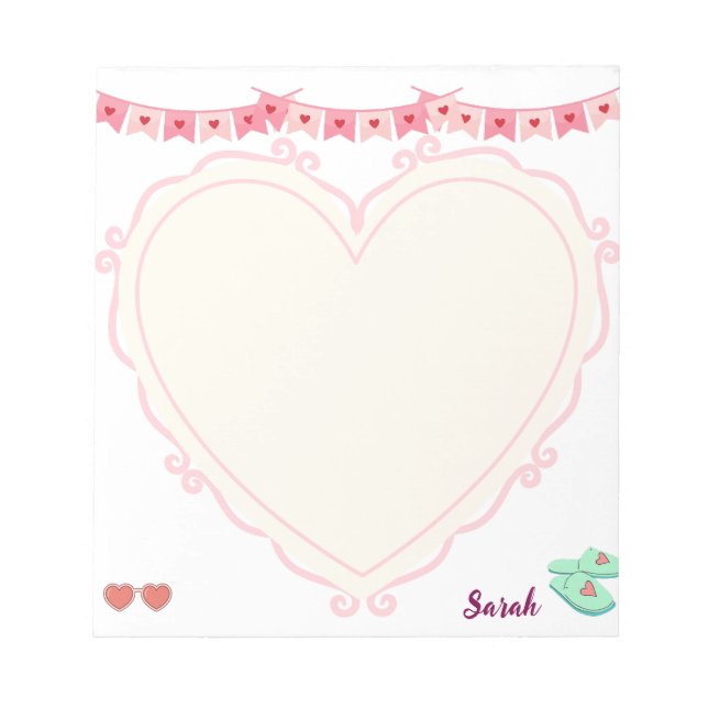 Bloc-note Coeurs girly monogrammes arrière - plan rose Paste (Devant)