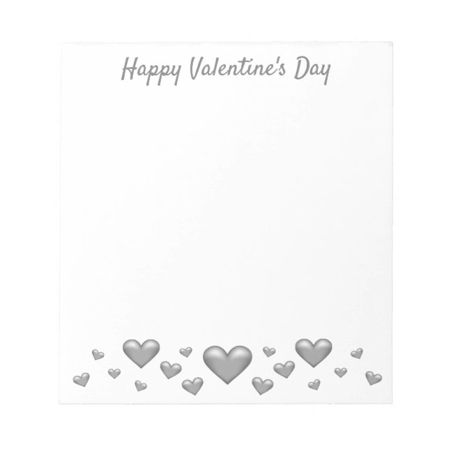 Bloc-note Cœurs gris pour la Saint-Valentin & Texte personna (Devant)