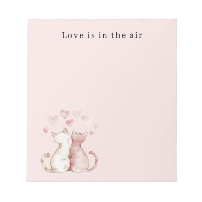 Bloc-note Cœurs roses chats blancs amour   (Devant)