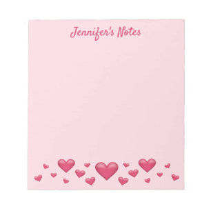 Bloc-note Cœurs roses de la Saint-Valentin & Texte personnal