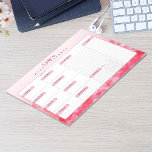 Bloc-note Coeurs roses Planificateur hebdomadaire personnali<br><div class="desc">Planifiez votre semaine parfaite avec notre "Pink Hearts Weekly Planner Notepad", qui dispose d'un arrière - plan de coeurs roses avec des en-têtes de section correspondants. Il y a un espace pour vos tâches quotidiennes et vos tâches importantes. Il y a une zone pour votre liste de choses à faire...</div>