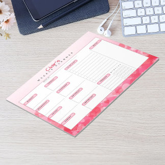 Bloc-note Coeurs roses Planificateur hebdomadaire personnali