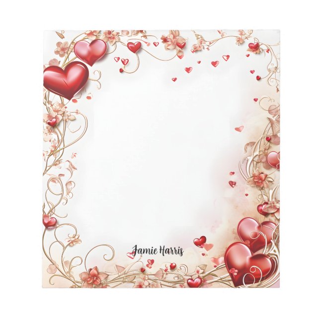 Bloc-note Coeurs rouges (Devant)