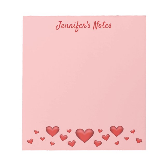 Bloc-note Cœurs rouges de la Saint-Valentin & Texte personna (Devant)