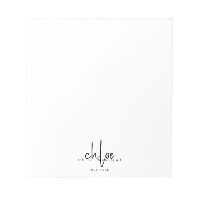 Bloc-note Coiffeur Chic Monogramme Minimaliste  (Devant)