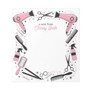 Bloc-note Coiffeur Étoiles Roses Personnalisées & Paillettes