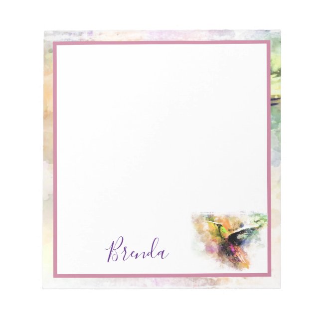 Bloc-note Colibri à l'aquarelle  (Devant)