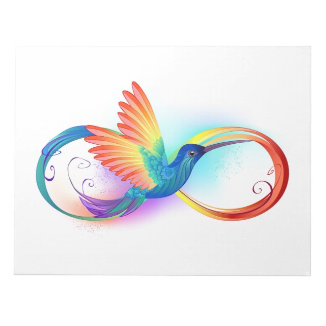 Bloc-note Colibri arc-en-ciel avec symbole Infinity (Devant)