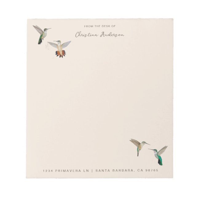 Bloc-note Colibris de Californie  (Devant)