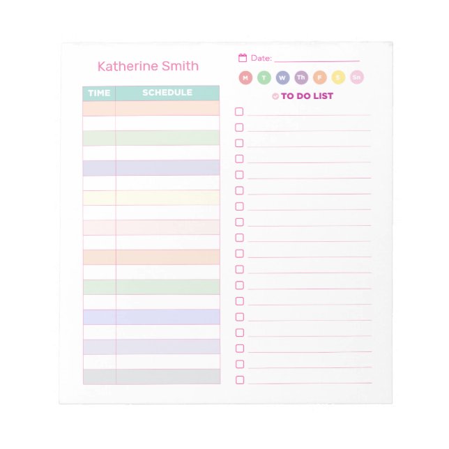 Bloc-note Coller une couleur mignonne Calendrier quotidien B (Devant)