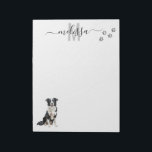 Bloc-note Collie Bordure Aquarelle Monogramme Personnalisé<br><div class="desc">Cette conception peut être personnalisée dans la zone fournie en modifiant la photo et/ou le texte. Vous pouvez également le customiser en cliquant sur Personnaliser ce Modèle, puis en choisissant l'option cliquer pour customiser et supprimer ou modifier la couleur de l'arrière - plan, ajouter du texte, modifier la couleur ou...</div>