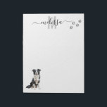 Bloc-note Collie Bordure Aquarelle Monogramme Personnalisé<br><div class="desc">Cette conception peut être personnalisée dans la zone fournie en modifiant la photo et/ou le texte. Vous pouvez également le customiser en cliquant sur Personnaliser ce Modèle, puis en choisissant l'option cliquer pour customiser et supprimer ou modifier la couleur de l'arrière - plan, ajouter du texte, modifier la couleur ou...</div>