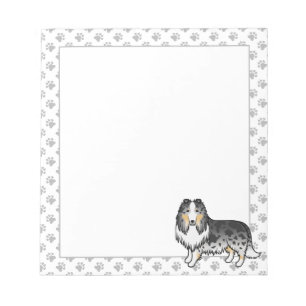 Bloc-note Collie Rough Merle Bleu Chien de Dessin Animé Mign