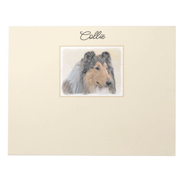 Bloc-note Collie (Rough) Peinture - Cute Original Chien Art (Devant)