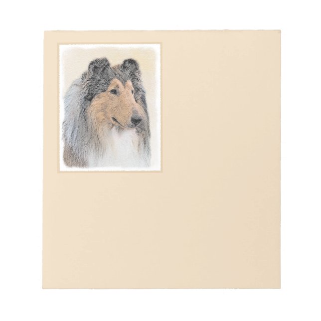 Bloc-note Collie (Rough) Peinture - Cute Original Chien Art (Devant)