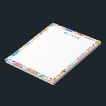 Bloc-note Coloré Tropical Botanical Motif Personnalisé<br><div class="desc">Un motif botanique amusant de fleurs et de feuilles dans une palette colorée de couleurs tropicales,  personnalisée avec le nom ou le libellé de votre choix.</div>