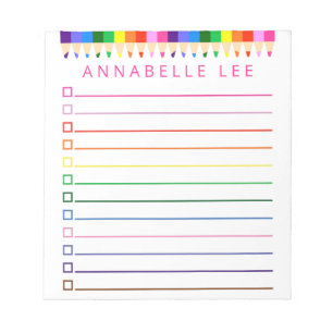 Bloc-note Colored Pencil To Do List Personalize