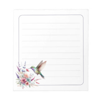 Bloc-note Colorful Hummingbird Floral Lined Writing