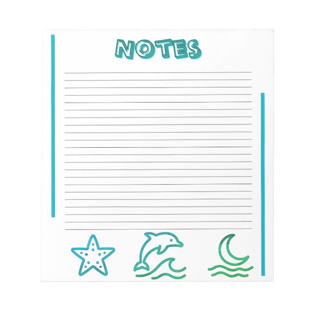 Bloc-note Colorful Ocean Life Lined Notepad (Devant)