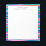 Bloc-note Colorful Vibrant Stripes Playful Bright Color Name<br><div class="desc">This fun stripes pattern features hand drawn abstract lines in a variety of bright,  vibrant colors.</div>