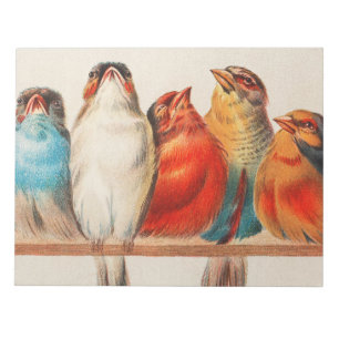 Bloc-note Colorful vintage illustration of five little birds